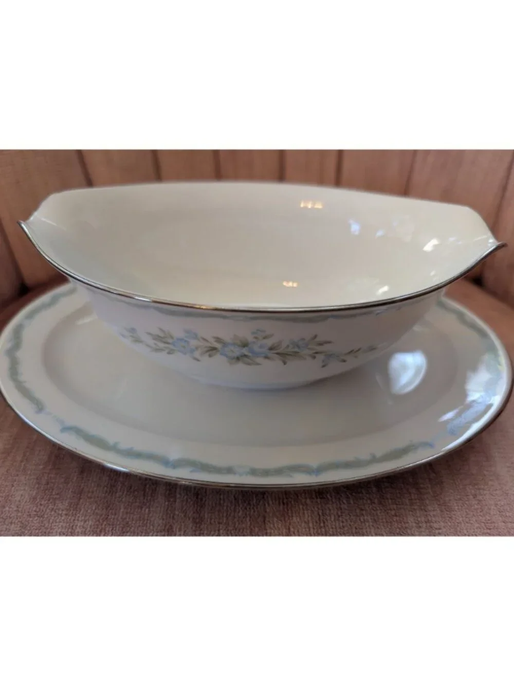 Four Crown China Gravy Boat with Attached Underplate Lexington Pattern #360 MCM